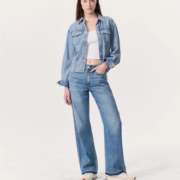 rag & bone Denim - rag & bone THE LOGAN Light Blue Mid-Rise Wide Leg Jeans 28